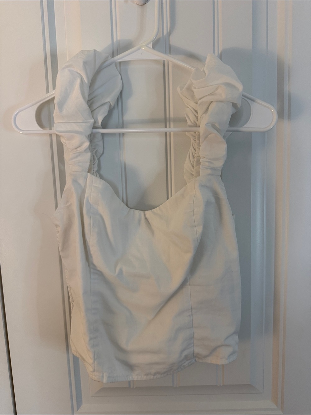 Abercrombie White Ruched Strap Women's Tank Top